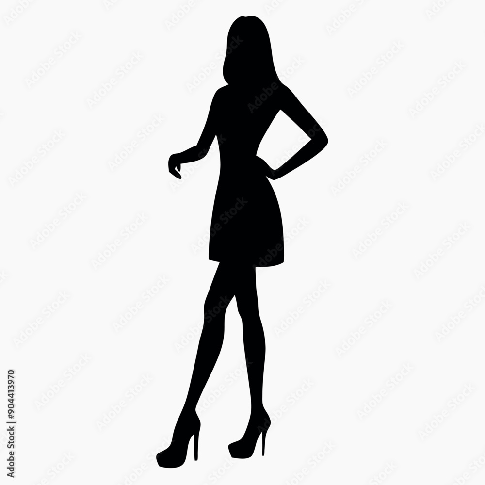 Fototapeta premium a woman stand with wear high heel, and holding one high heel isolated white background 