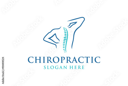 Chiropractic Logo Design Template. Human Spine Symbol for Back Pain Medical Care Logo.