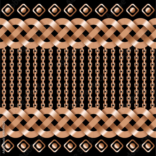 Seamless ornament pattern of Braid and Chain on copper Color Scheme. can be use for making cloth pattern and other graphic pattern.
