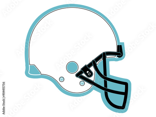 white, light blue and black football player helmet, sport vector graphics, hockey, for websites, greetings, banners, cards,, t-shirt, sweatshirt, prints, cricut, silhouette,		