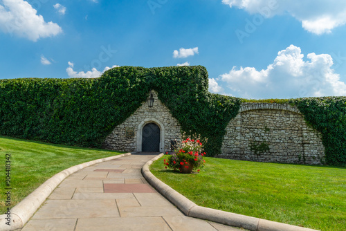 Summer View of Wawel Castle's Ivy-Covered Walls in Kraków, Poland