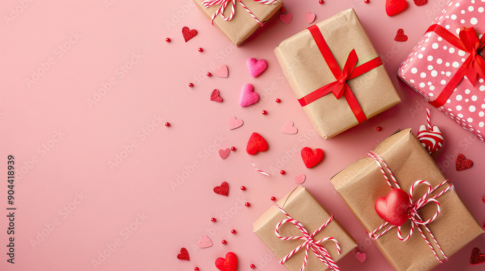 Valentine's Day Flat Lay Composition with Gift Boxes and Hearts on Pastel Pink Background, Romantic Holiday Arrangement, Festive Love Theme, Top View, Copy Space, Charming Valentine's Decor Valentine's Day Flat Lay Composition with Gift Boxes and Hearts on Pastel Pink Background, Romantic Holiday Arrangement, Festive Love Theme, Top View, Copy Space, Charming Valentine's Decor