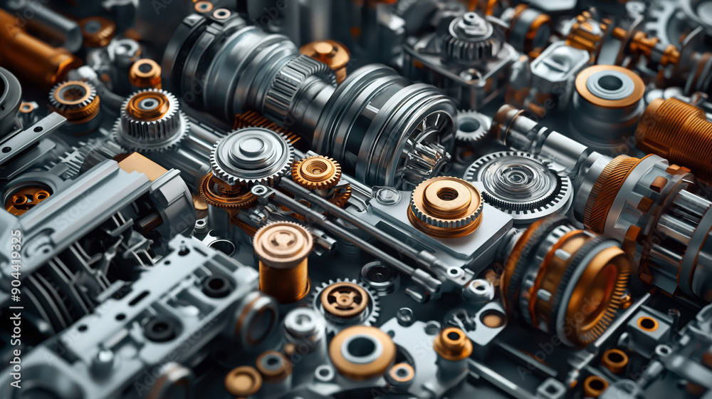 Close-up of complex mechanical gears and components with metallic and orange accents, showcasing intricate engineering and machinery. Close-up of complex mechanical gears and components with metallic and orange accents, showcasing intricate engineering and machinery.