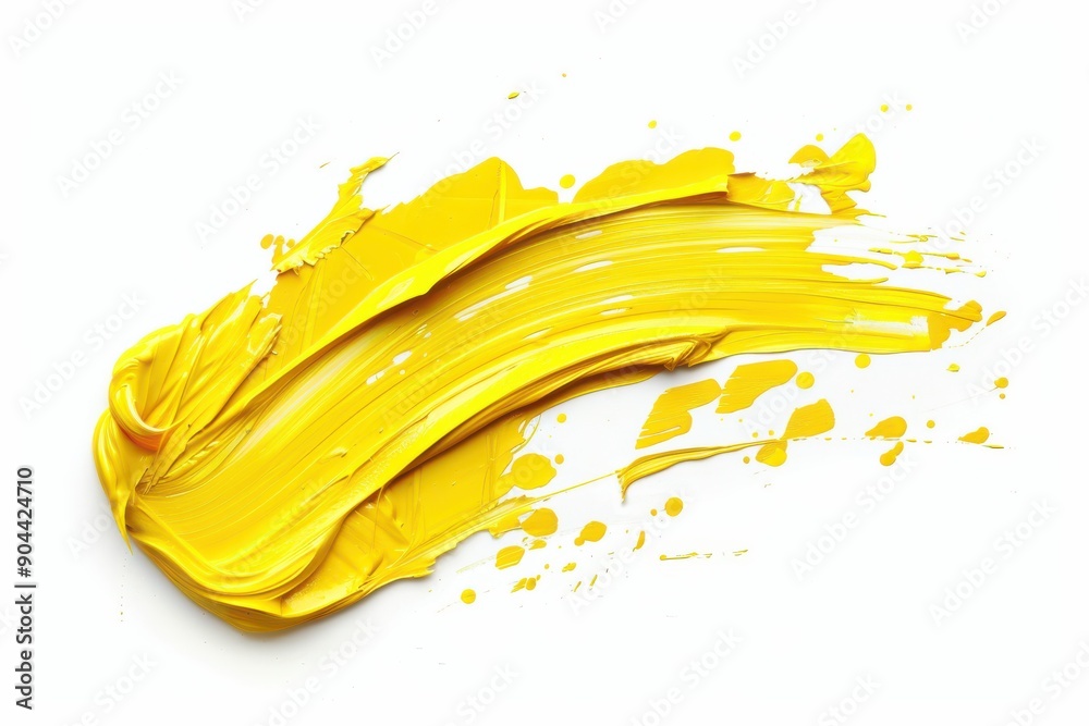 Fototapeta premium Yellow Paint Stroke on White Background