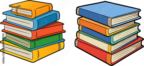 Stacks of school textbooks, books, symbol of study, soon to school clipart ESP vector, isolated, on a transparent background
