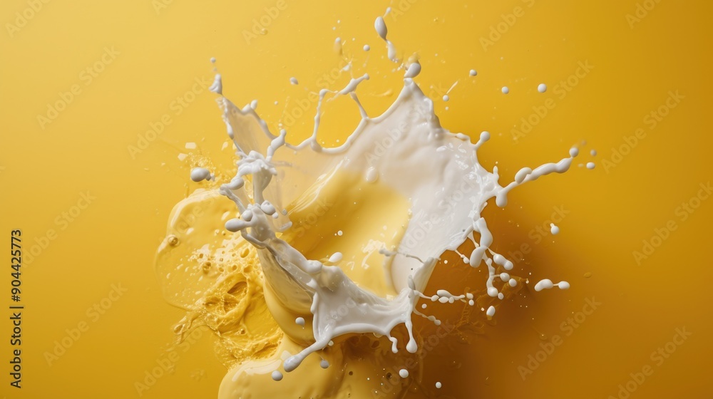 Milk pouring into a bowl with splashes and cream on top, evoking the concept of freshness or the joy of consuming a wholesome beverage. Milk pouring into a bowl with splashes and cream on top, evoking the concept of freshness or the joy of consuming a wholesome beverage.
