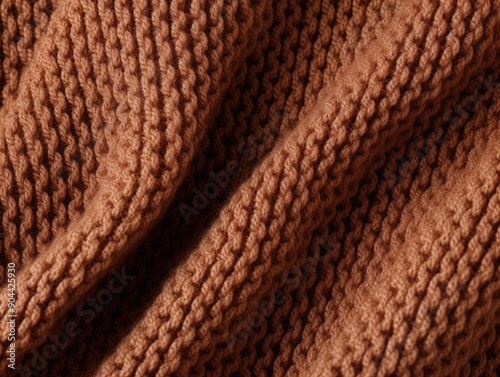 Close up of red knit fabric with intricate stitching pattern.