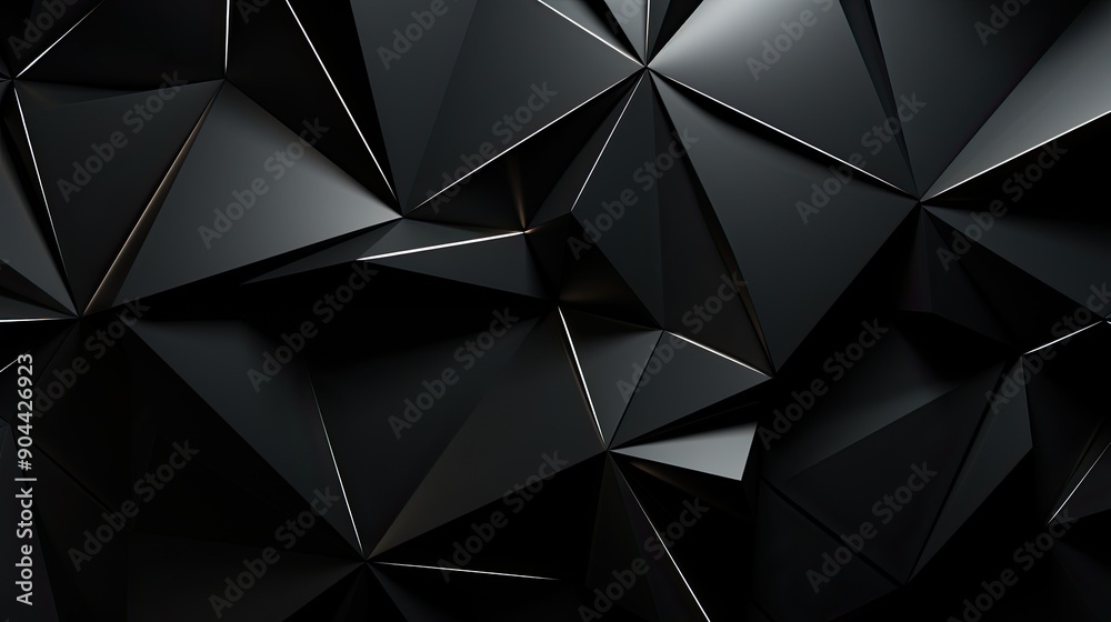 Abstract black 3D background with geometric triangles. Abstract black 3D background with geometric triangles.