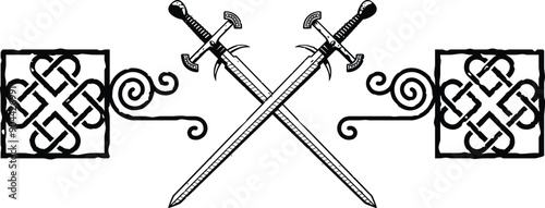 Celtic Knot Header - Square Ends - Crossed Swords