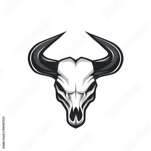 Bull skull vector mascot logo design with modern illustration concept style for badge, emblem and tshirt printing. Bull skull illustration for sport and esport team logotype. Bull skull sticker