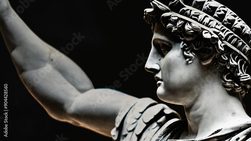 Photo of roman statue, 16:9, 300 dpi, with space for text photo