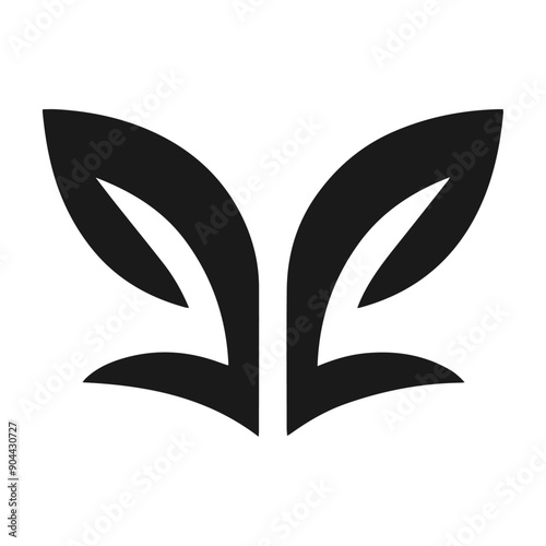 Black and white vector silhouette of a Herbal logo on white background