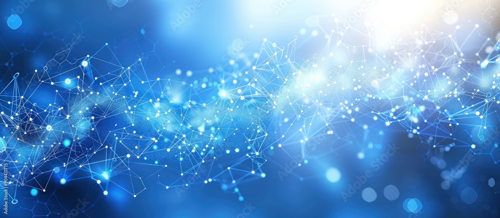Abstract blue background with polygonal shapes and connections.