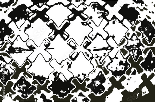 abstract grunge pattern. Black and white - X - sketch cross symbol on white background