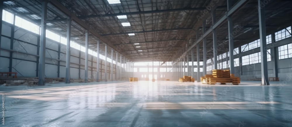 Fototapeta premium Time lapse construction of warehouse.