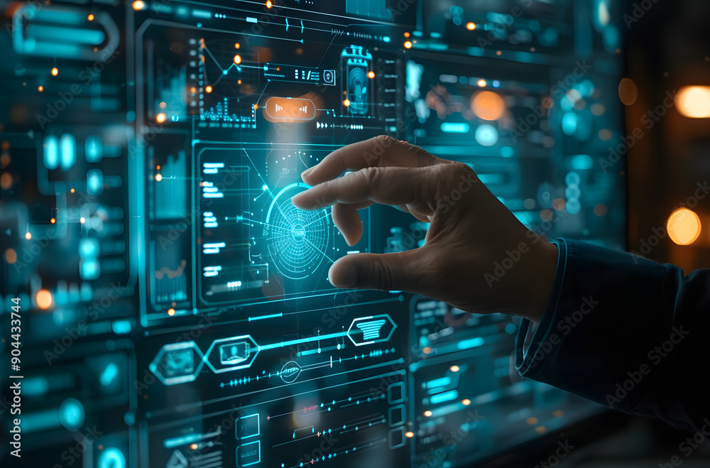 A hand pointing at a digital graph to know more exactly the metrics A hand pointing at a digital graph to know more exactly the metrics