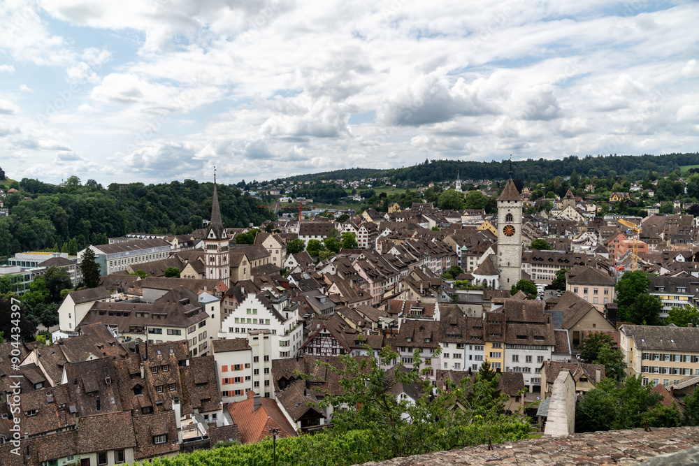 Naklejka premium Aerial panoramic view of Schaffhausen, Switzerland