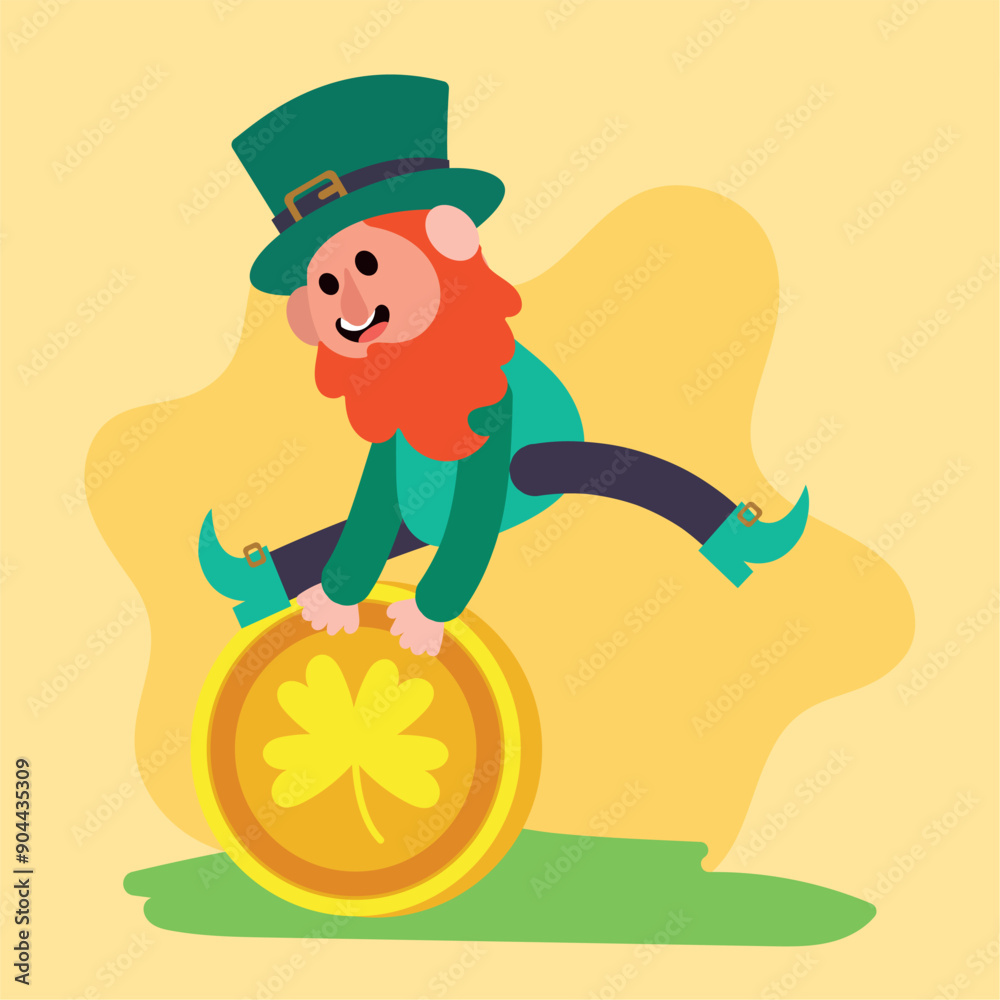 Fototapeta premium Traditional Irish elf cartoon Vector