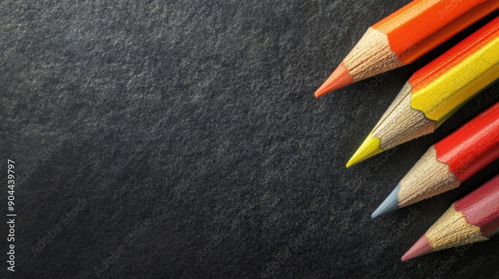 Coloured pencils on the plain background