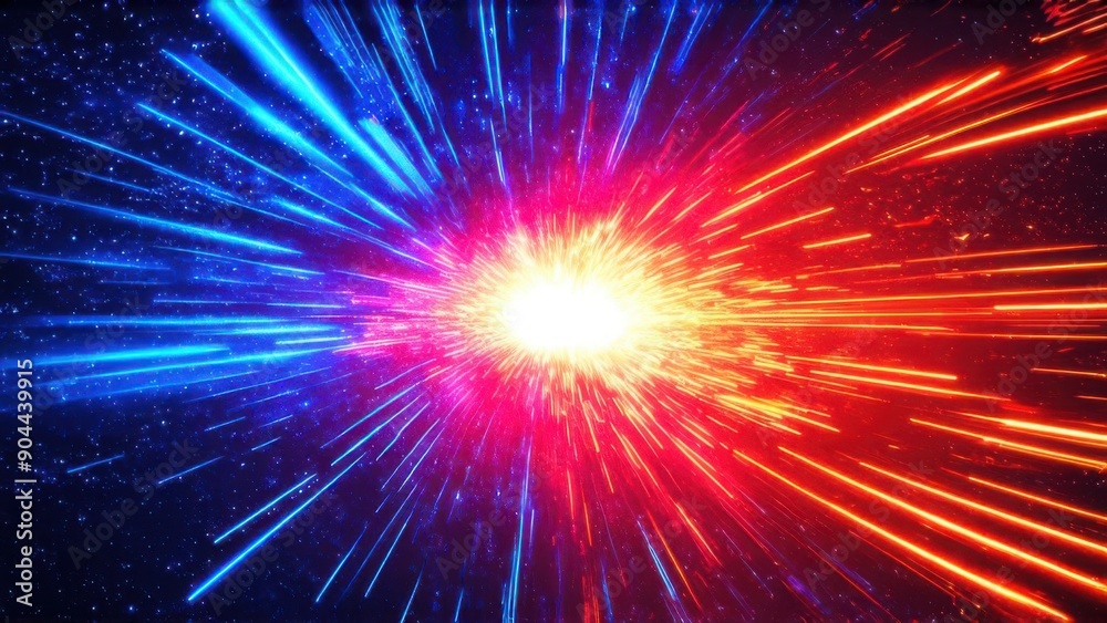 Abstract background in blue and red neon glow colors. Speed of light in galaxy. Explosion in universe. Space background for event, party, carnival, celebration, anniversary or other Abstract background in blue and red neon glow colors. Speed of light in galaxy. Explosion in universe. Space background for event, party, carnival, celebration, anniversary or other