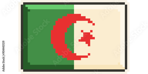  Algeria, african flag pixel art, retro 8 bit game style