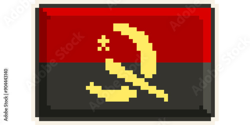 Angola, african flag pixel art, retro 8 bit game style