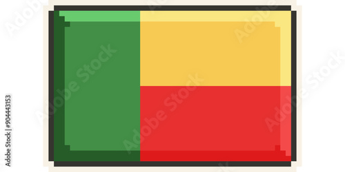 Benin, african flag pixel art, retro 8 bit game style