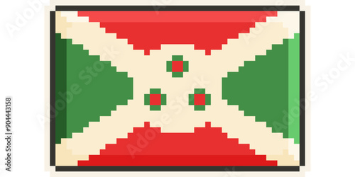 Burundi, african flag pixel art, retro 8 bit game style