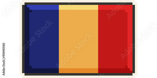 Chad, african flag pixel art, retro 8 bit game style