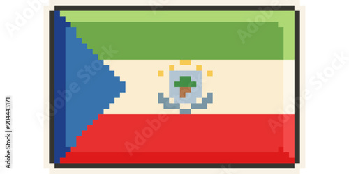 Equarotial Guinea, african flag pixel art, retro 8 bit game style