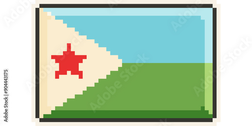 Djibouti, african flag pixel art, retro 8 bit game style