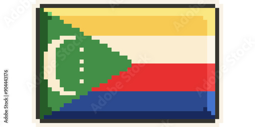 Comoros, african flag pixel art, retro 8 bit game style