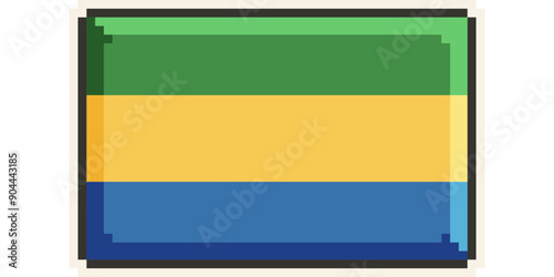  Gabon, african flag pixel art, retro 8 bit game style