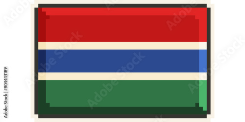 Gambia, african flag pixel art, retro 8 bit game style