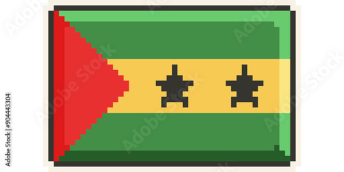 Sao Tome and Principe, african flag pixel art, retro 8 bit game style