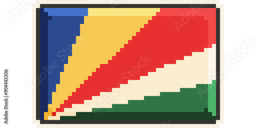  Seychelles, african flag pixel art, retro 8 bit game style