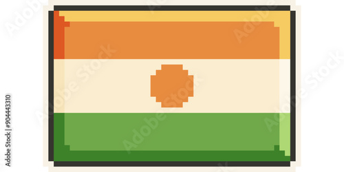 niger, african flag pixel art, retro 8 bit game style