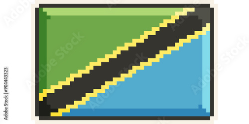 Tanzania, african flag pixel art, retro 8 bit game style