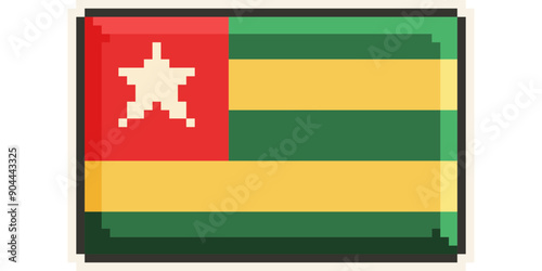 togo, african flag pixel art, retro 8 bit game style