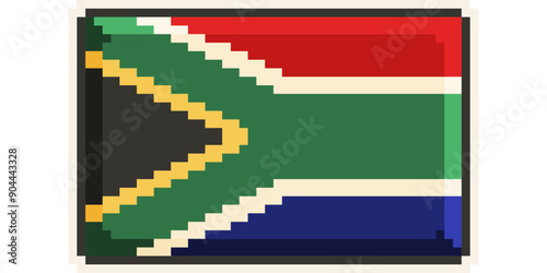 south africa flag pixel art, retro 8 bit game style