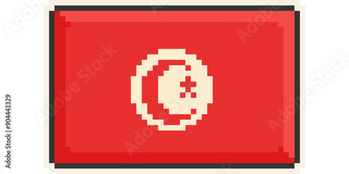  Tunisia, african flag pixel art, retro 8 bit game style