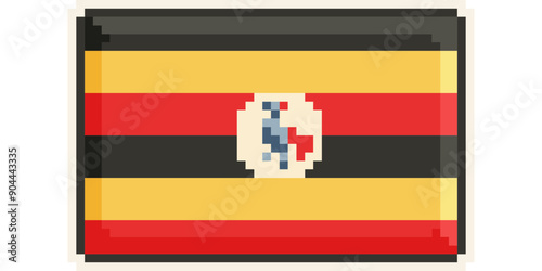  Uganda, african flag pixel art, retro 8 bit game style