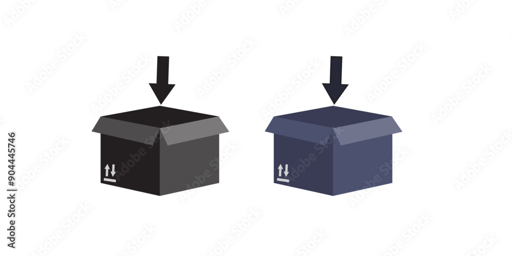 Box line icons. Empty open shipping box or unboxing line art. Carton boxes icon set. Stock vector Box line icons. Empty open shipping box or unboxing line art. Carton boxes icon set. Stock vector