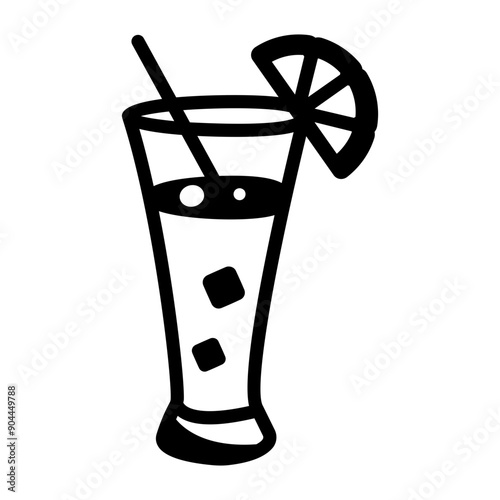 Tequila sunrise icon in doodle style 