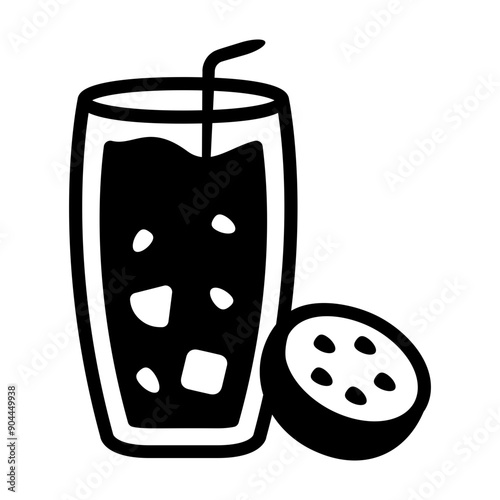 A glyph style icon of fruit drink 