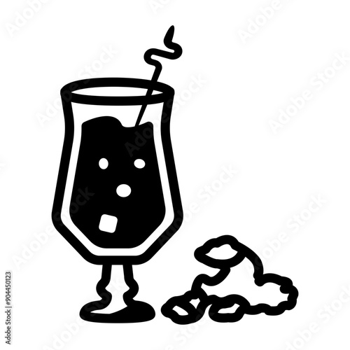 A glyph style icon of mixed drink 