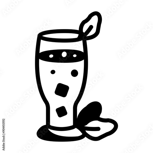 Doodle style icon of spinach juice 