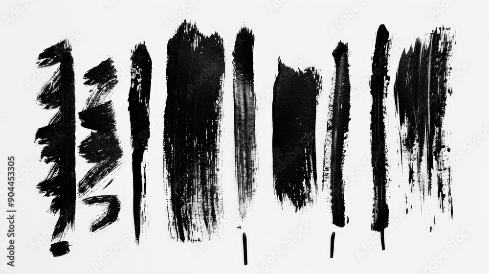 This image features various bold, black brushstrokes on a plain white background, creating a striking and abstract visual effect that highlights texture and contrast. This image features various bold, black brushstrokes on a plain white background, creating a striking and abstract visual effect that highlights texture and contrast.