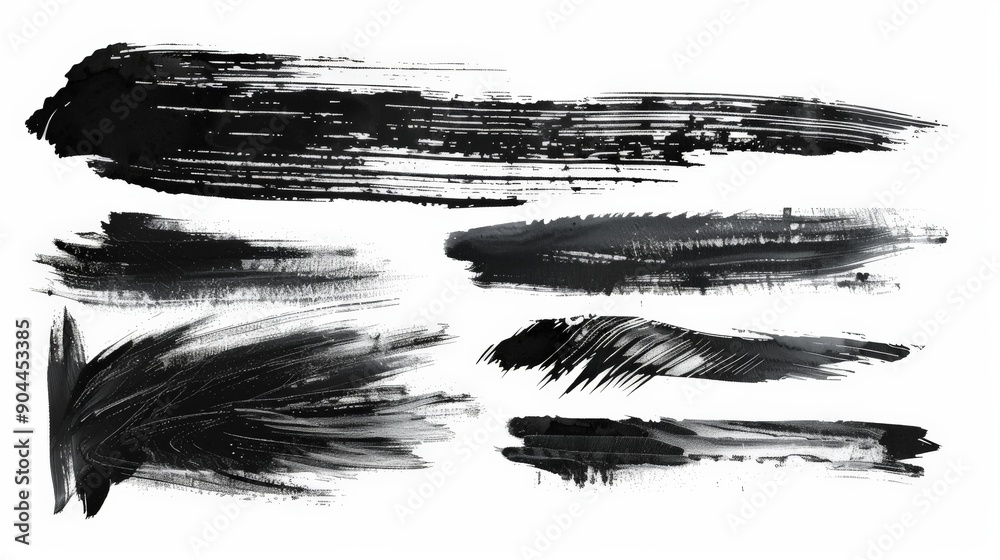 This artistic image features elongated and dynamic black brush lines on a white background, illustrating a modern abstract style with emphasis on movement and simplicity. This artistic image features elongated and dynamic black brush lines on a white background, illustrating a modern abstract style with emphasis on movement and simplicity.