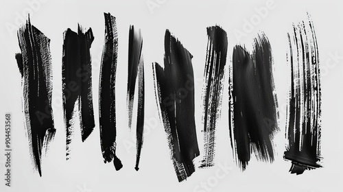Featuring bold and creative black paint strokes on a white surface, this image exemplifies modern abstract art with clear lines and dynamic textures.